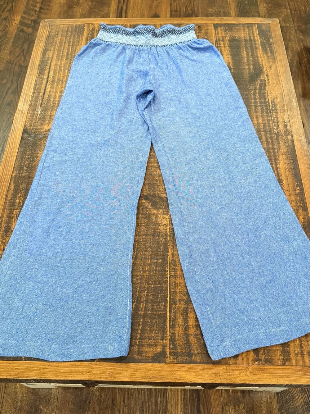 Indigo Rein  Blue linen blend Wide-Leg Pants